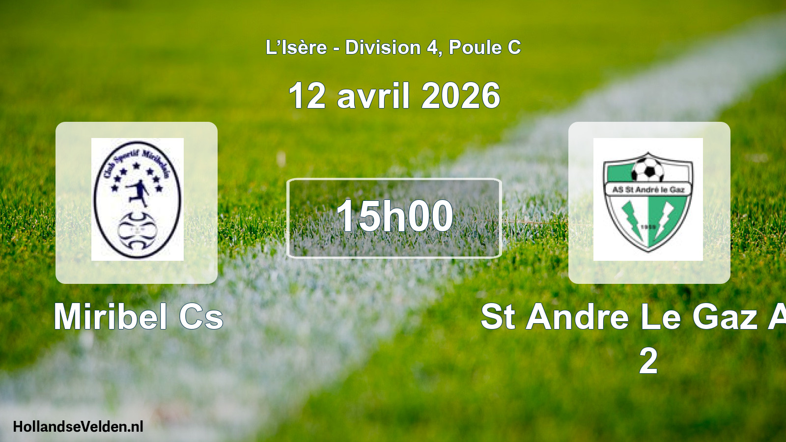 Match programmé: Miribel Cs - St Andre Le Gaz AS 2 (12 avril 2026)