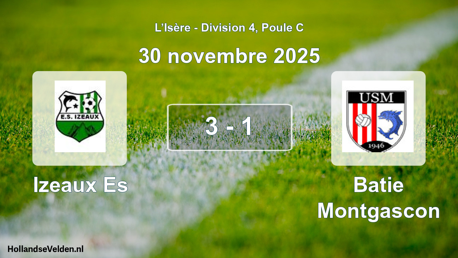 Match joué: Izeaux Es - Batie Montgascon 3 - 1 (30 novembre 2025)
