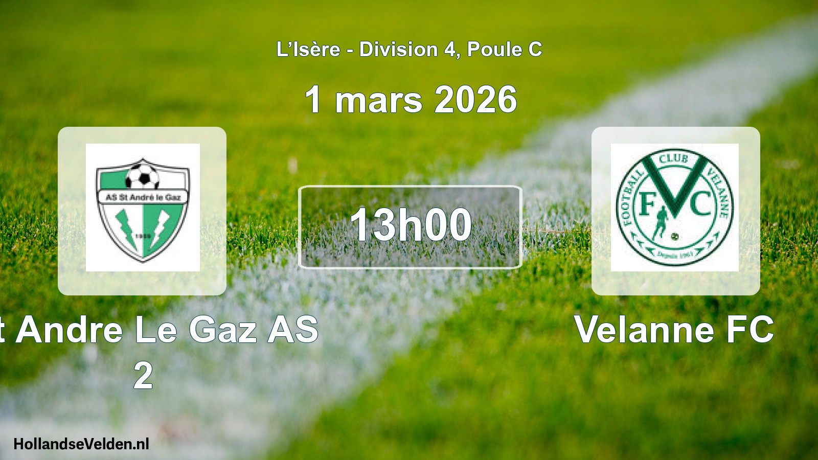 Geplande wedstrijd: St Andre Le Gaz AS 2 - Velanne FC (1 maart 2026)