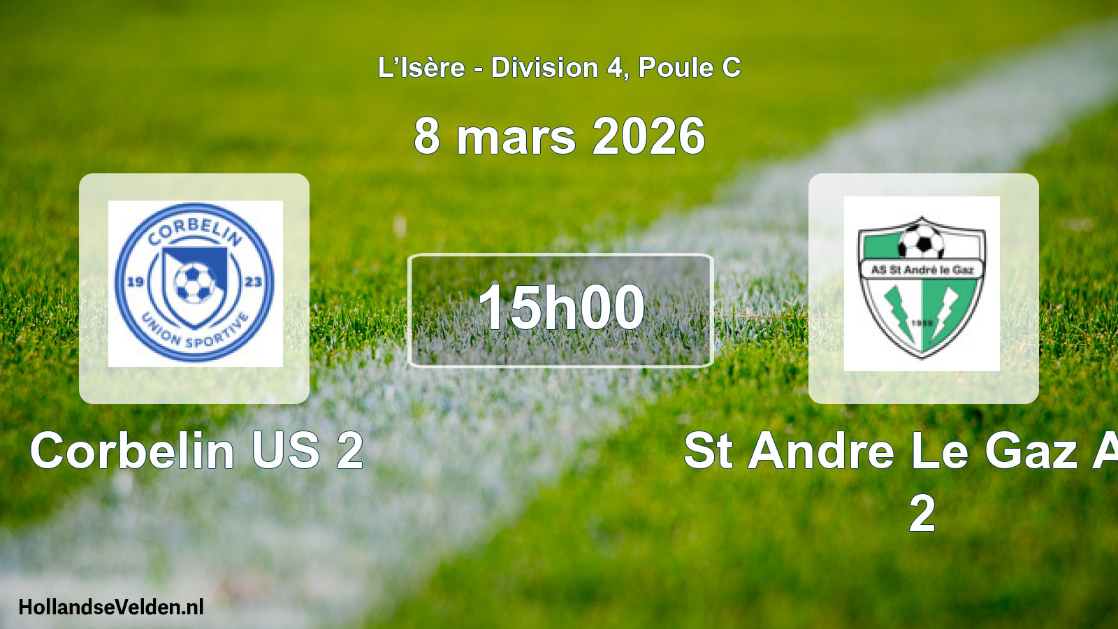 Match programmé: Corbelin US 2 - St Andre Le Gaz AS 2 (8 mars 2026)