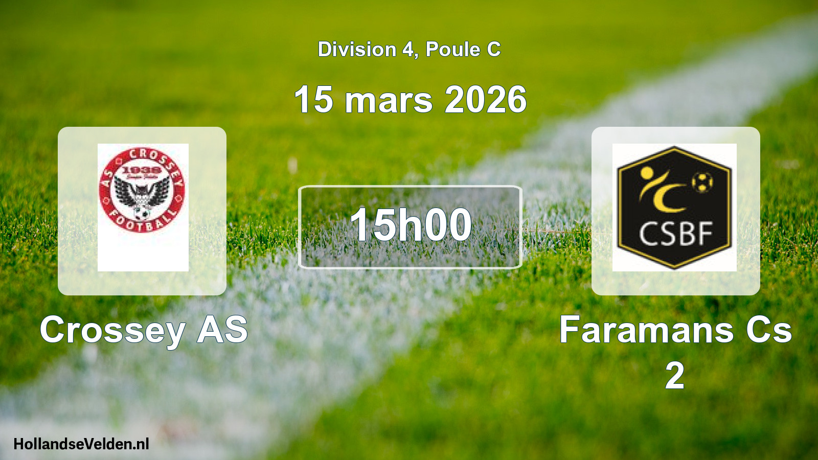 Match programmé: Crossey AS - Faramans Cs 2 (15 mars 2026)