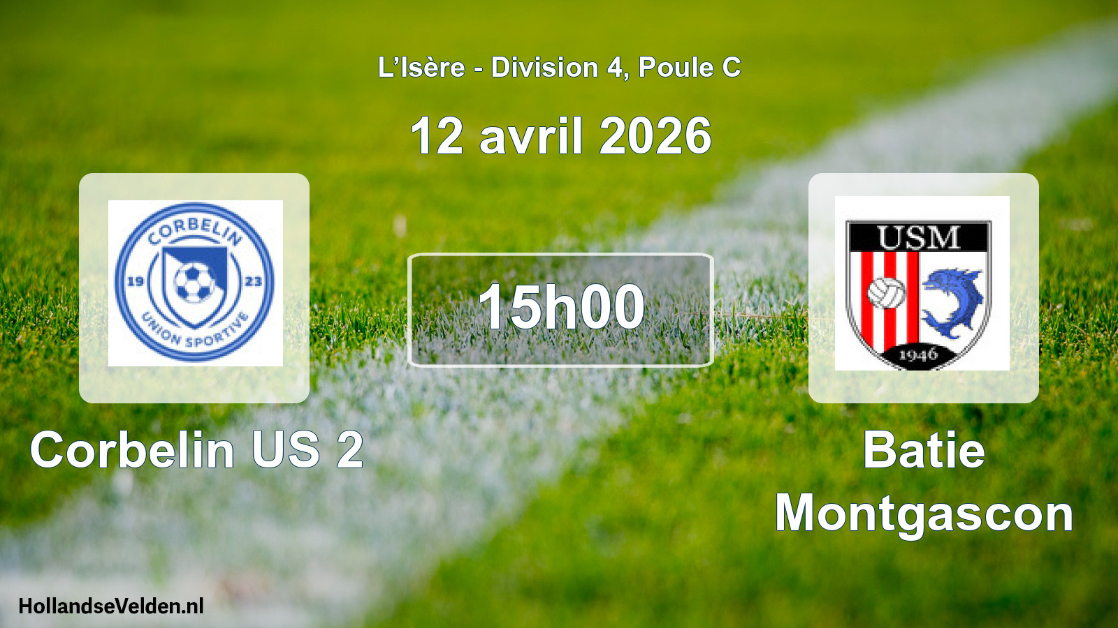 Match programmé: Corbelin US 2 - Batie Montgascon (12 avril 2026)