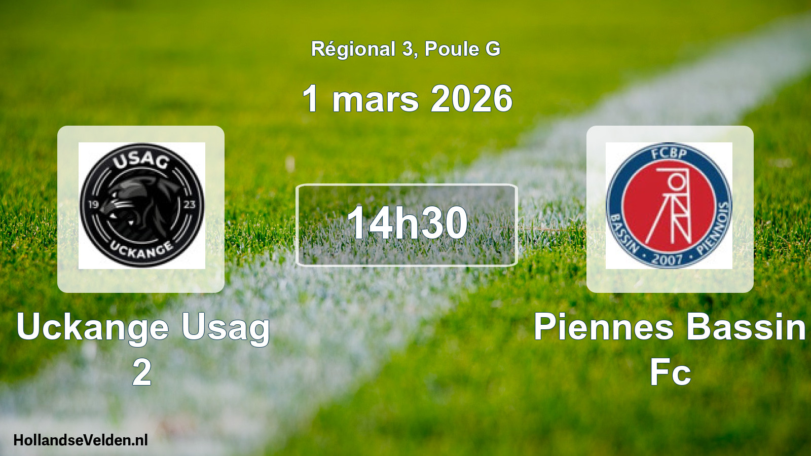 Geplande wedstrijd: Uckange Usag 2 - Piennes Bassin Fc (1 mars 2026)