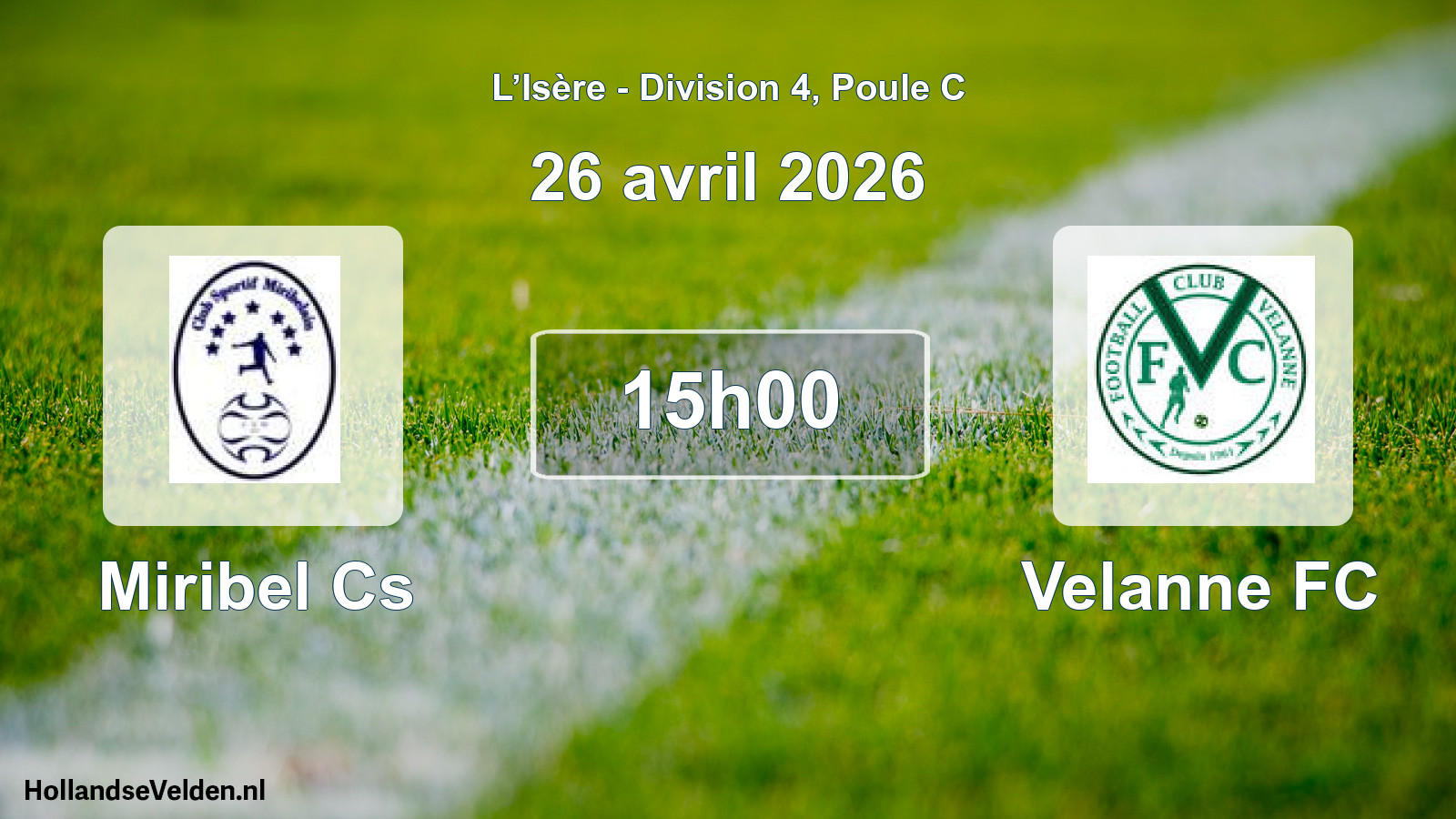Scheduled Match: Miribel Cs - Velanne FC (26 April 2026)