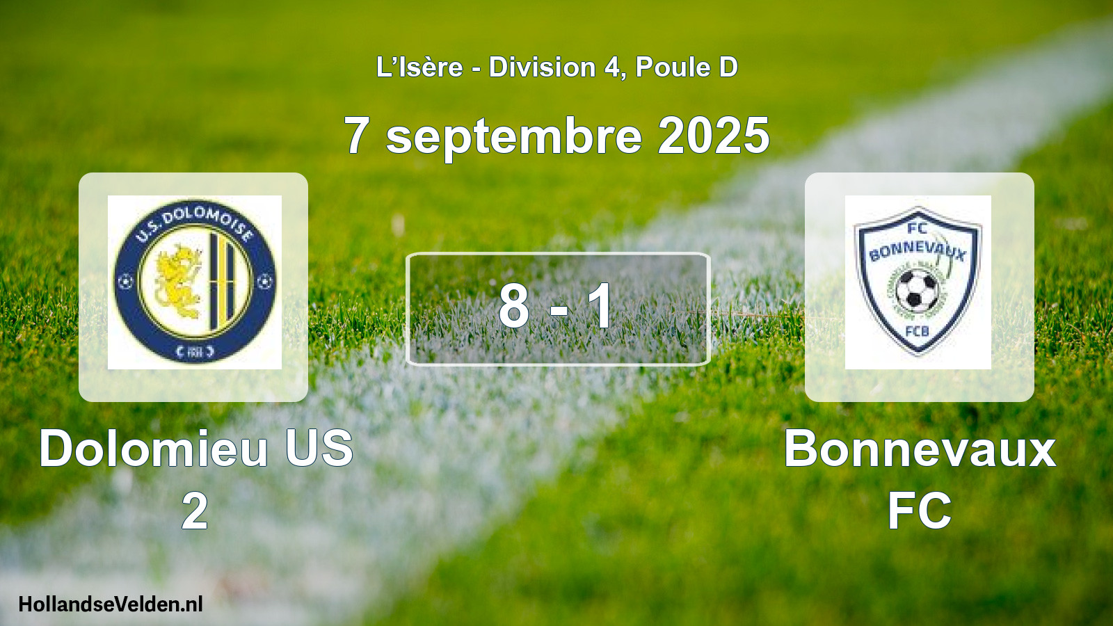 Match joué: Dolomieu US 2 - Bonnevaux FC 8 - 1 (7 septembre 2025)