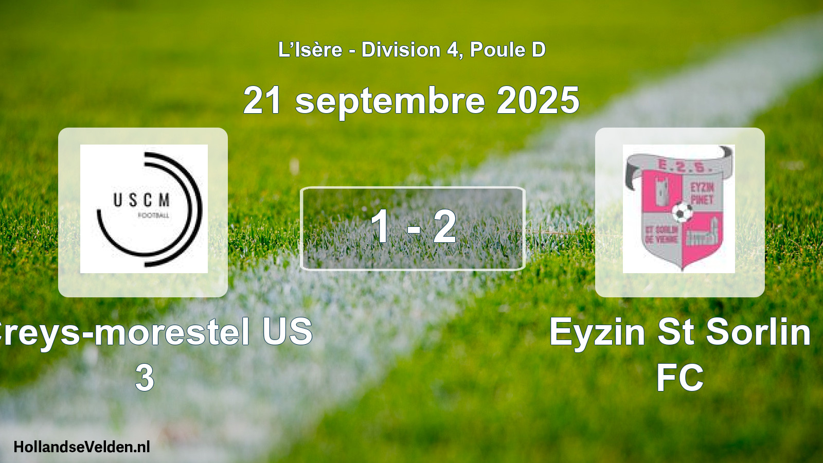 Gespeelde wedstrijd: Creys-morestel US 3 - Eyzin St Sorlin FC 1 - 2 (21 september 2025)