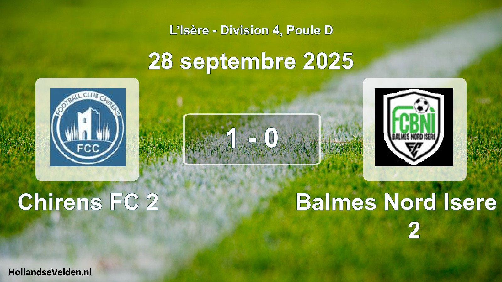 Gespeelde wedstrijd: Chirens FC 2 - Balmes Nord Isere FC 2 1 - 0 (28 september 2025)