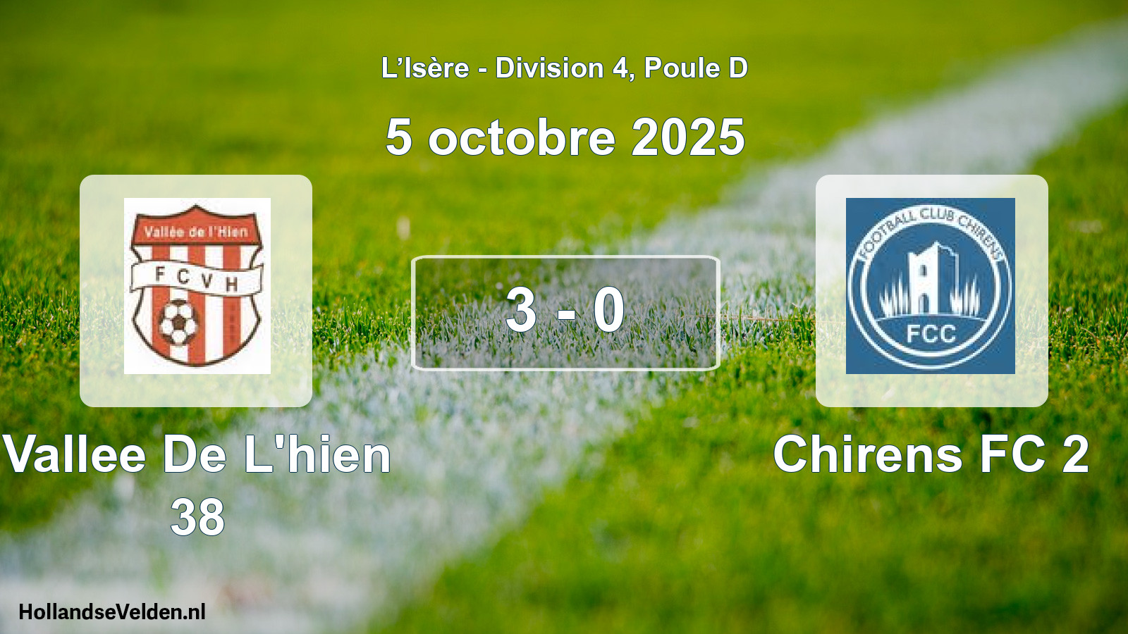 Gespeelde wedstrijd: Vallee De L'hien 38 - Chirens FC 2 3 - 0 (5 oktober 2025)