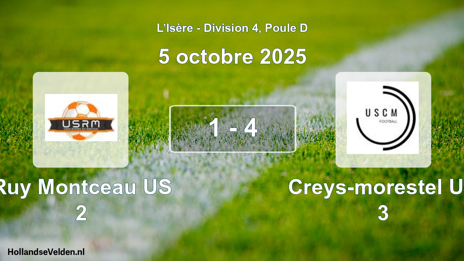 Match joué: Ruy Montceau US 2 - Creys-morestel US 3 1 - 4 (5 octobre 2025)