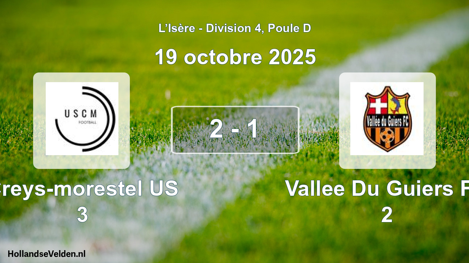 Gespeelde wedstrijd: Creys-morestel US 3 - Vallee Du Guiers FC 2 2 - 1 (19 oktober 2025)