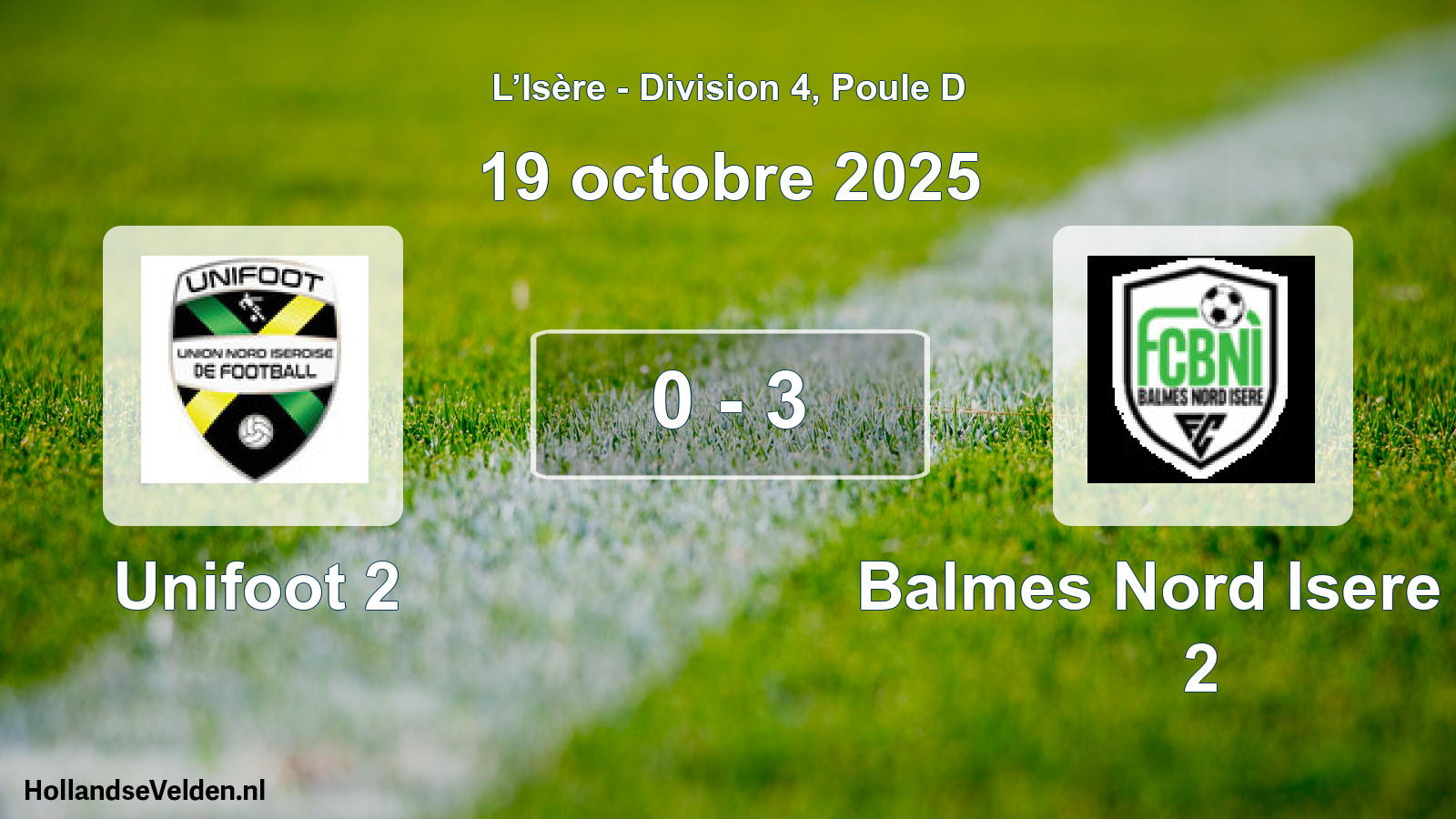 Gespeelde wedstrijd: Unifoot 2 - Balmes Nord Isere FC 2 0 - 3 (19 oktober 2025)