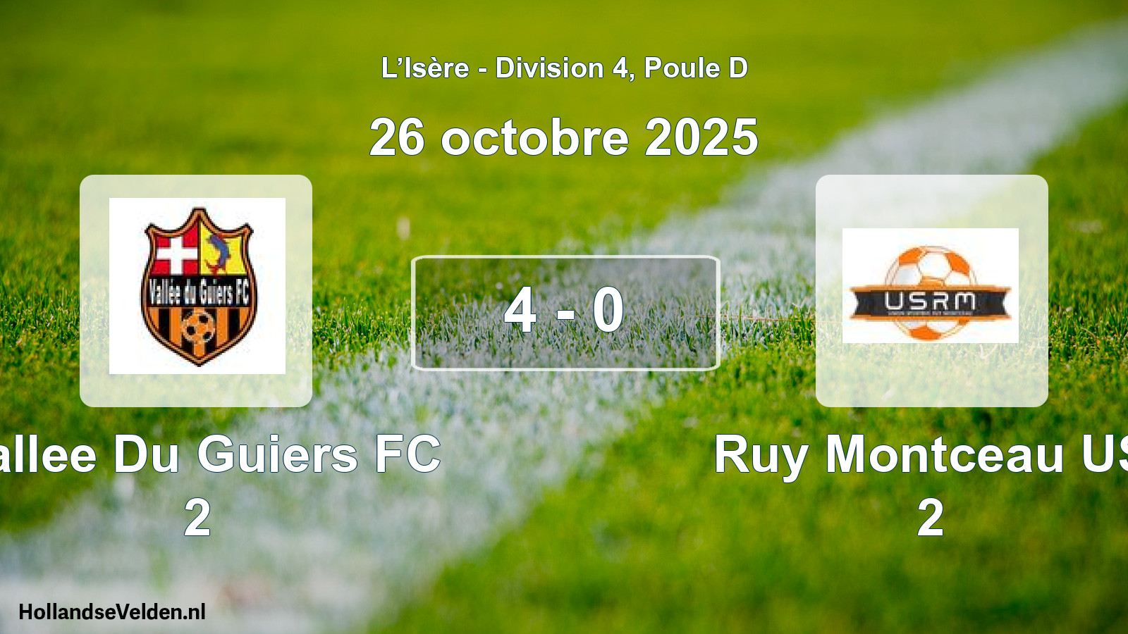 Gespeelde wedstrijd: Vallee Du Guiers FC 2 - Ruy Montceau US 2 4 - 0 (26 oktober 2025)