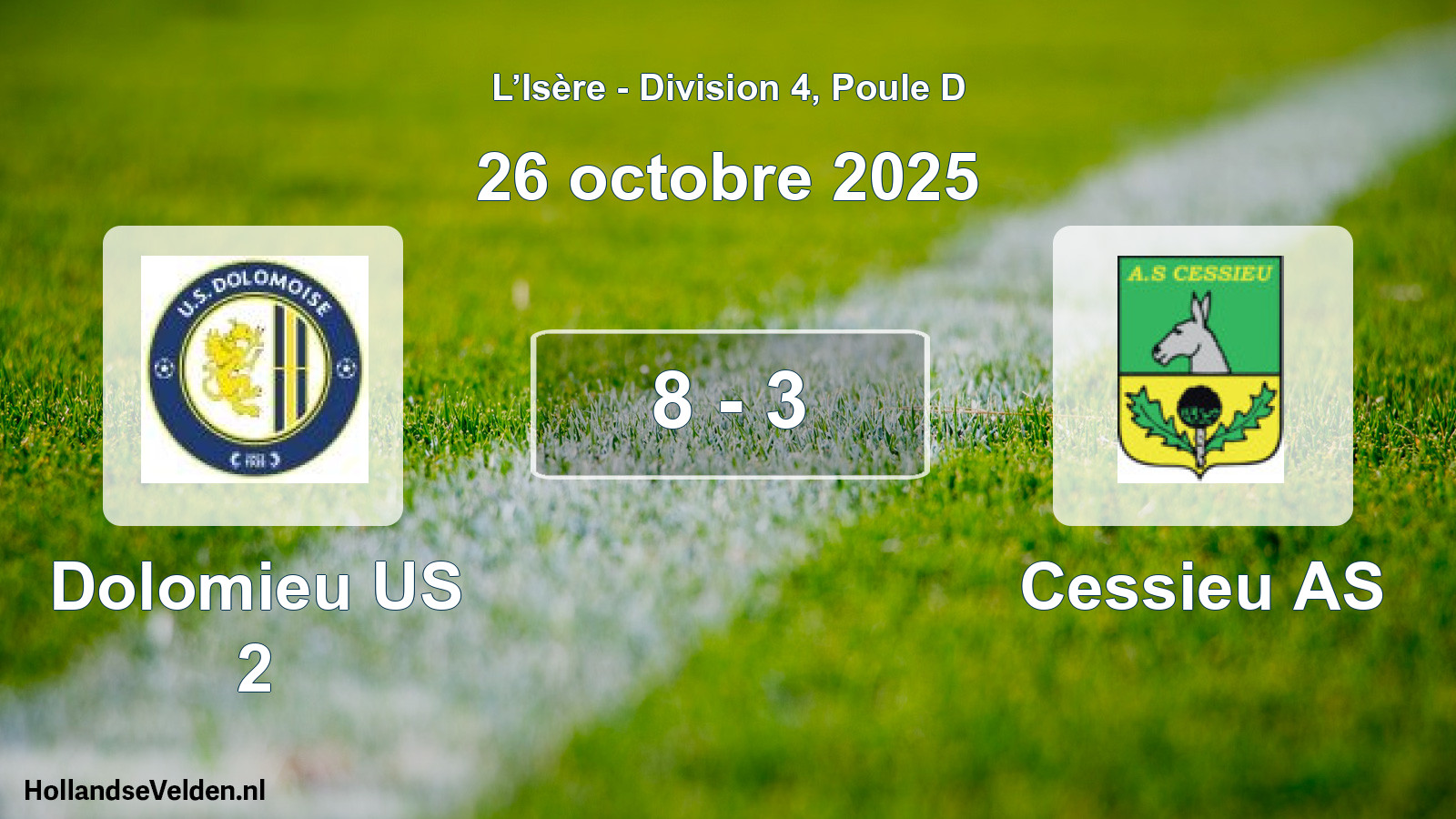 Match joué: Dolomieu US 2 - Cessieu AS 8 - 3 (26 octobre 2025)