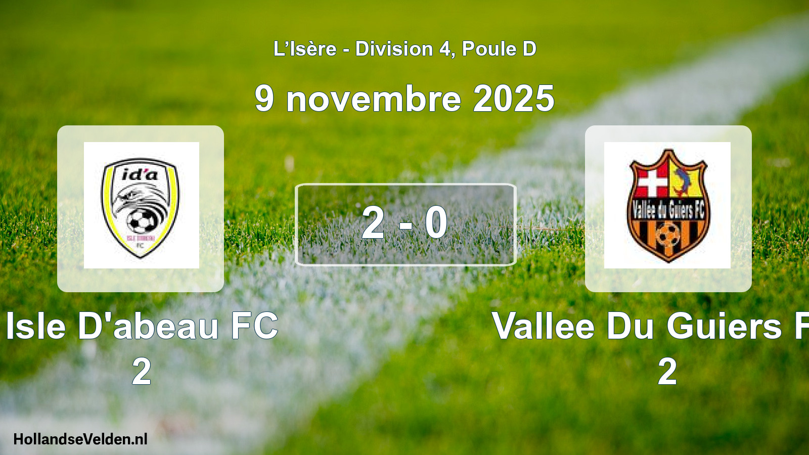 Gespeelde wedstrijd: Isle D'abeau FC 2 - Vallee Du Guiers FC 2 2 - 0 (9 november 2025)