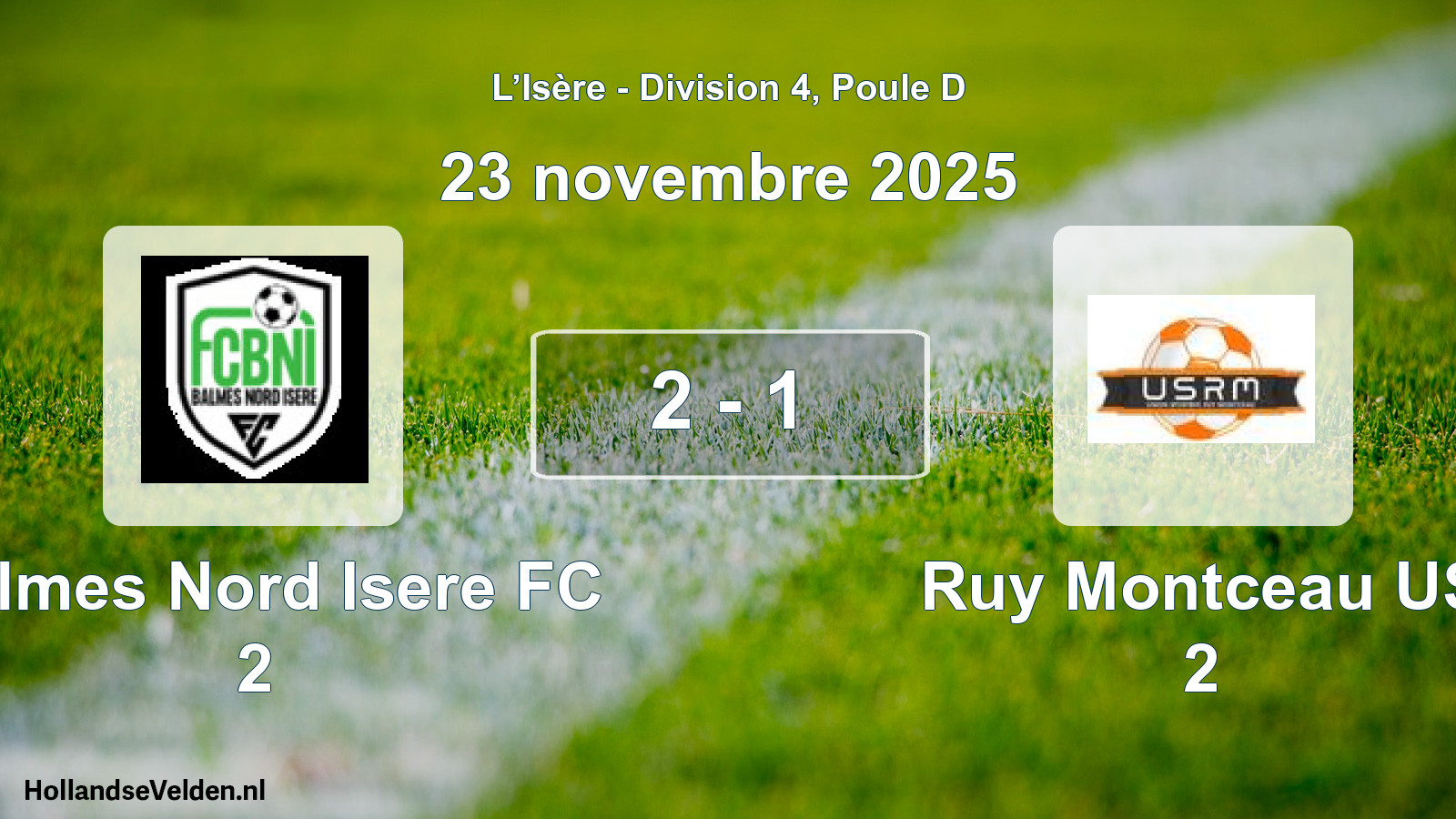 Gespeelde wedstrijd: Balmes Nord Isere FC 2 - Ruy Montceau US 2 2 - 1 (23 november 2025)