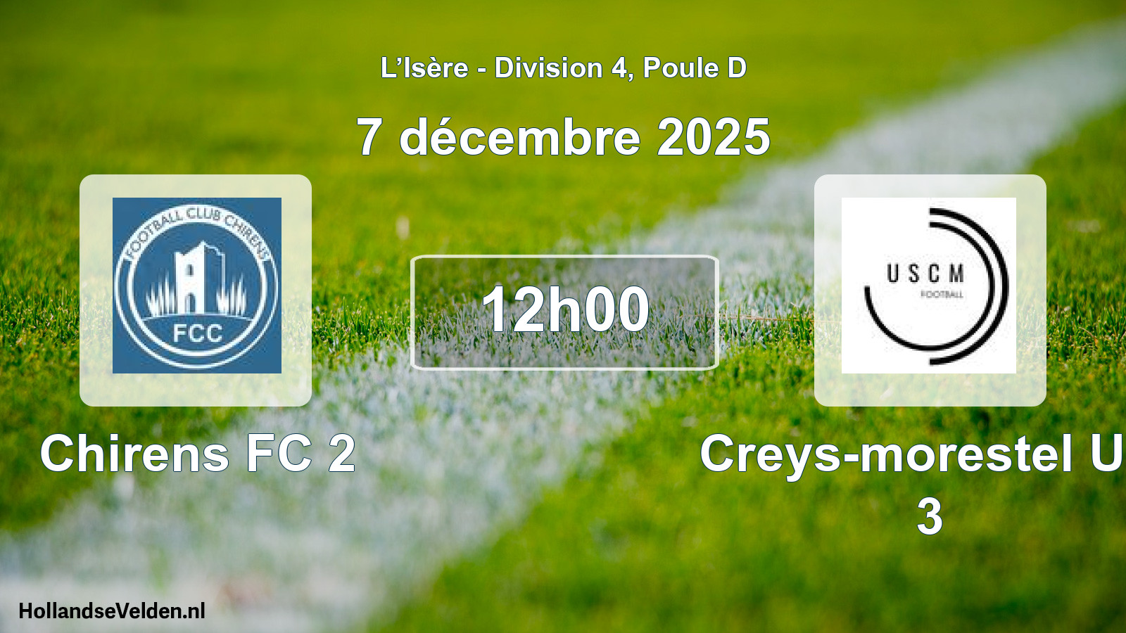 Geplande wedstrijd: Chirens FC 2 - Creys-morestel US 3 (7 december 2025)