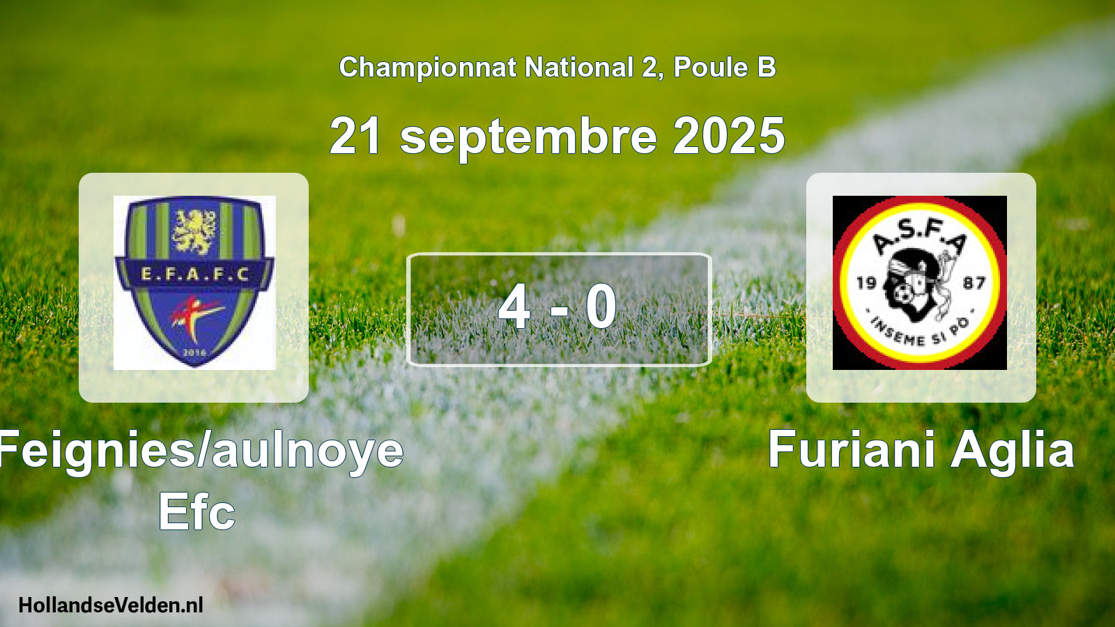 Gespeelde wedstrijd: Feignies/aulnoye Efc - Furiani Aglia 4 - 0 (21 september 2025)