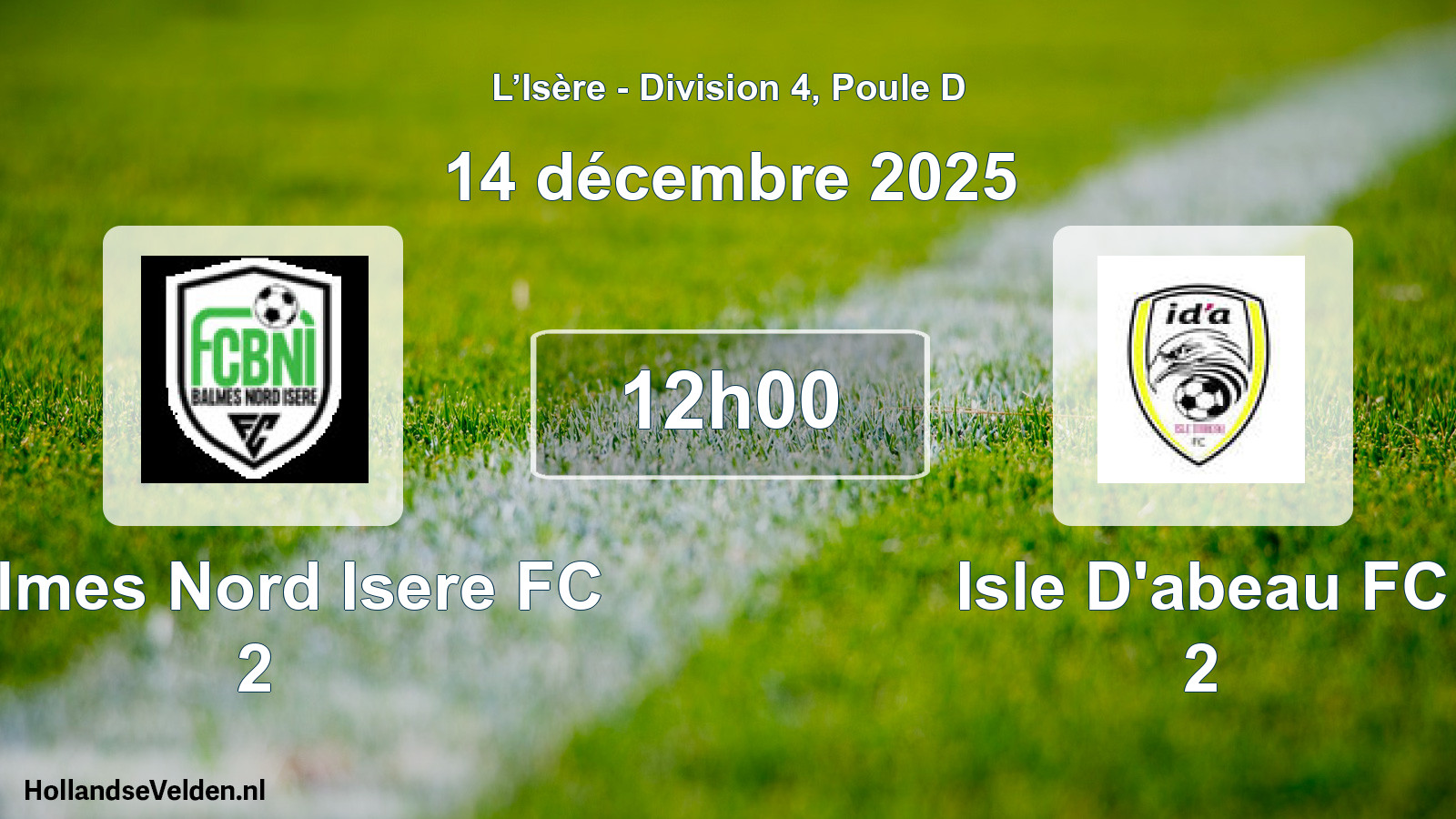 Geplande wedstrijd: Balmes Nord Isere FC 2 - Isle D'abeau FC 2 (14 december 2025)