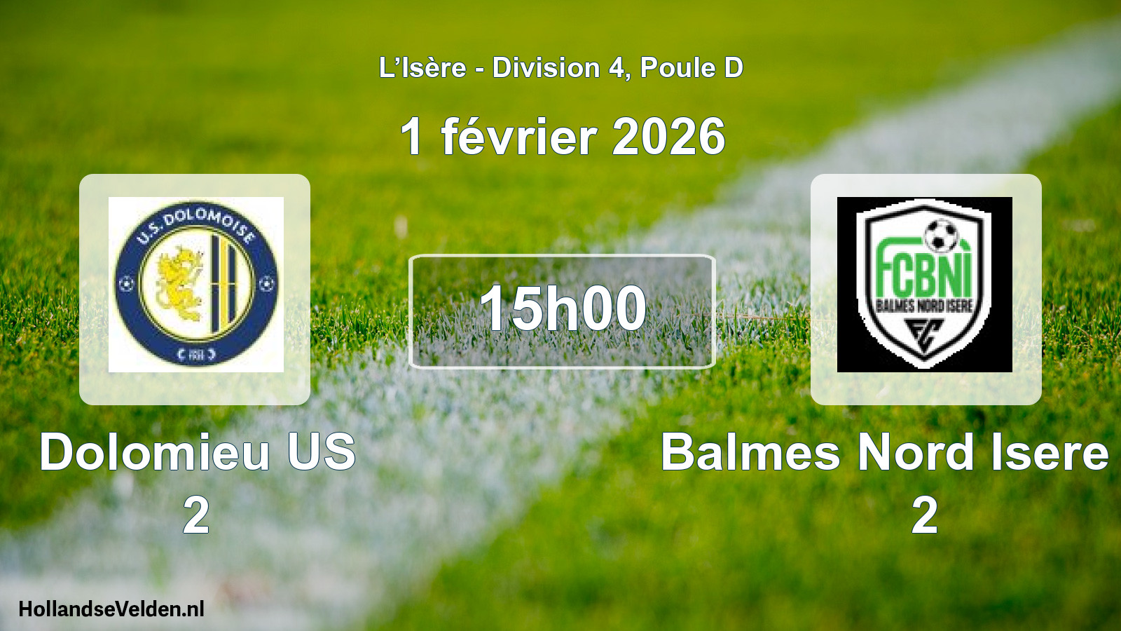 Geplande wedstrijd: Dolomieu US 2 - Balmes Nord Isere FC 2 (1 februari 2026)