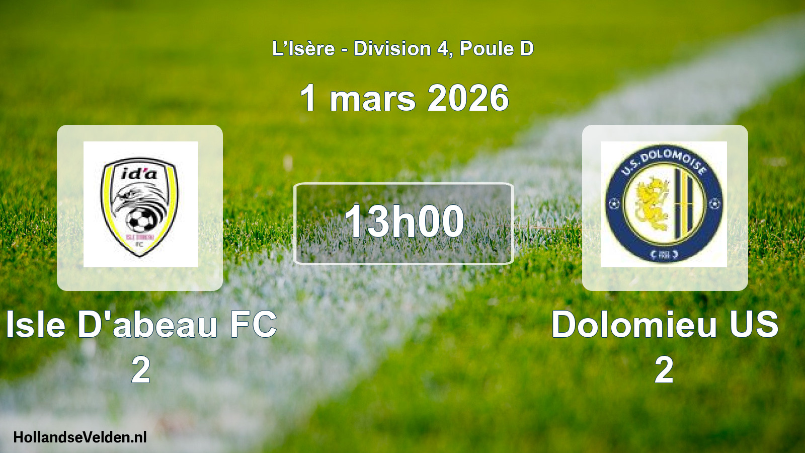 Scheduled Match: Isle D'abeau FC 2 - Dolomieu US 2 (1 March 2026)