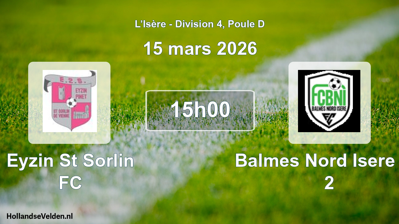 Geplande wedstrijd: Eyzin St Sorlin FC - Balmes Nord Isere FC 2 (15 maart 2026)