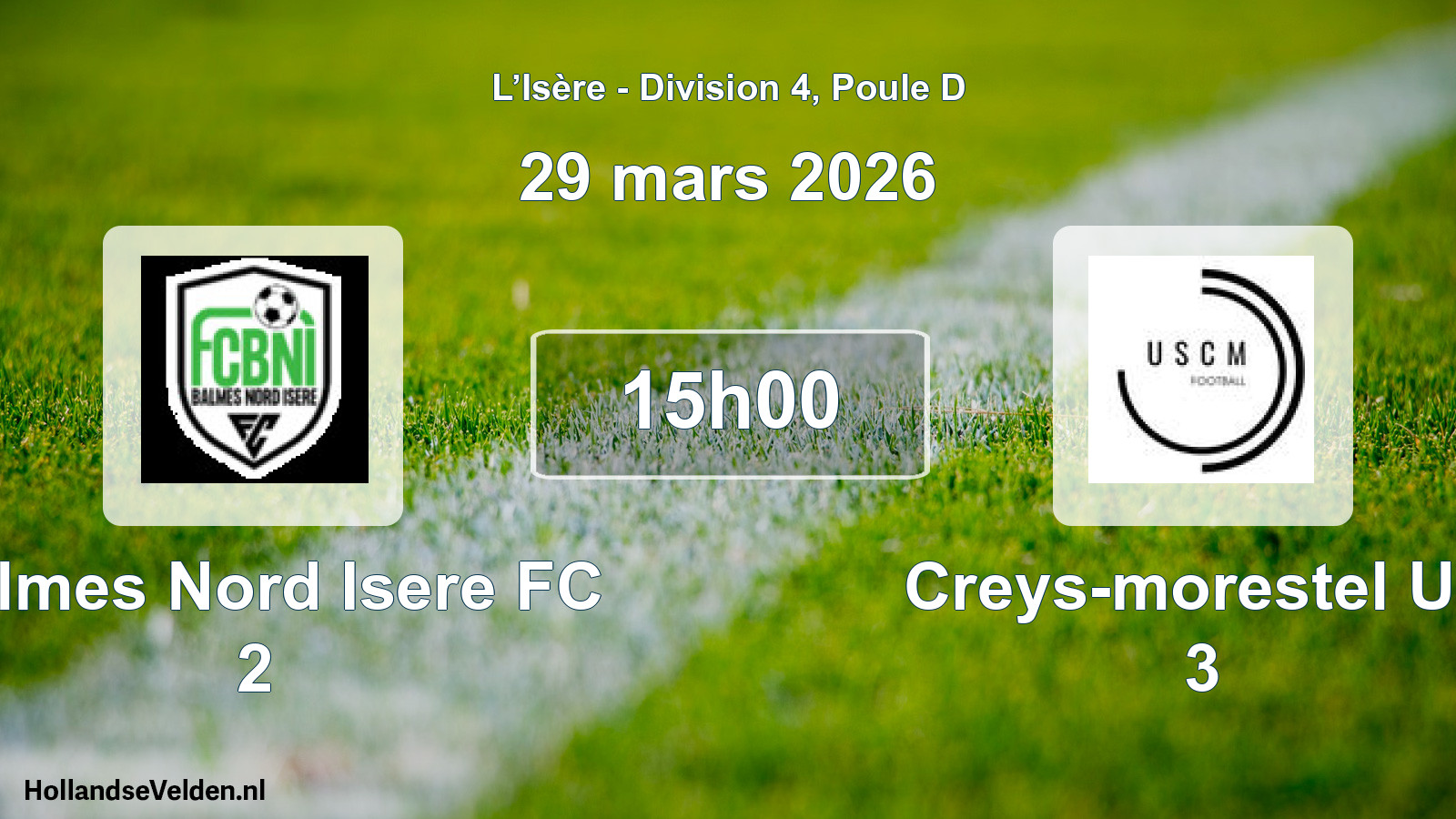 Geplande wedstrijd: Balmes Nord Isere FC 2 - Creys-morestel US 3 (29 maart 2026)