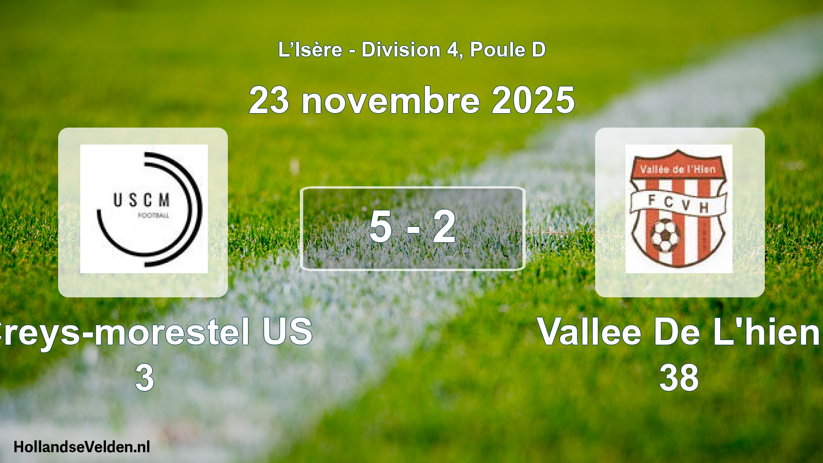 Match joué: Creys-morestel US 3 - Vallee De L'hien 38 5 - 2 (23 novembre 2025)