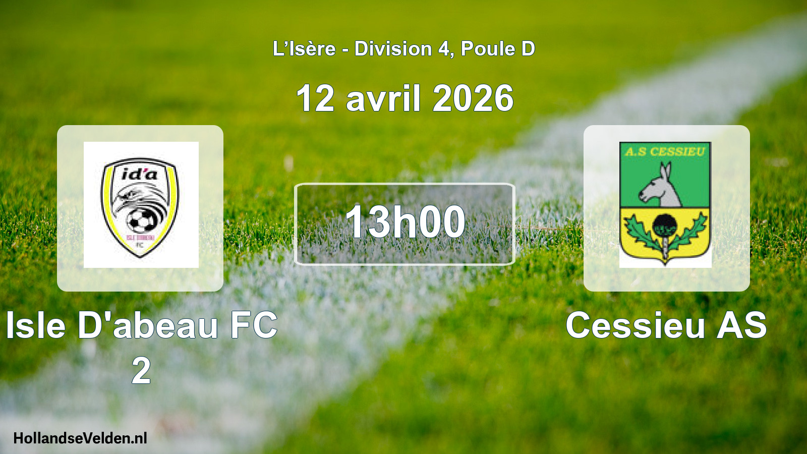 Geplande wedstrijd: Isle D'abeau FC 2 - Cessieu AS (12 april 2026)