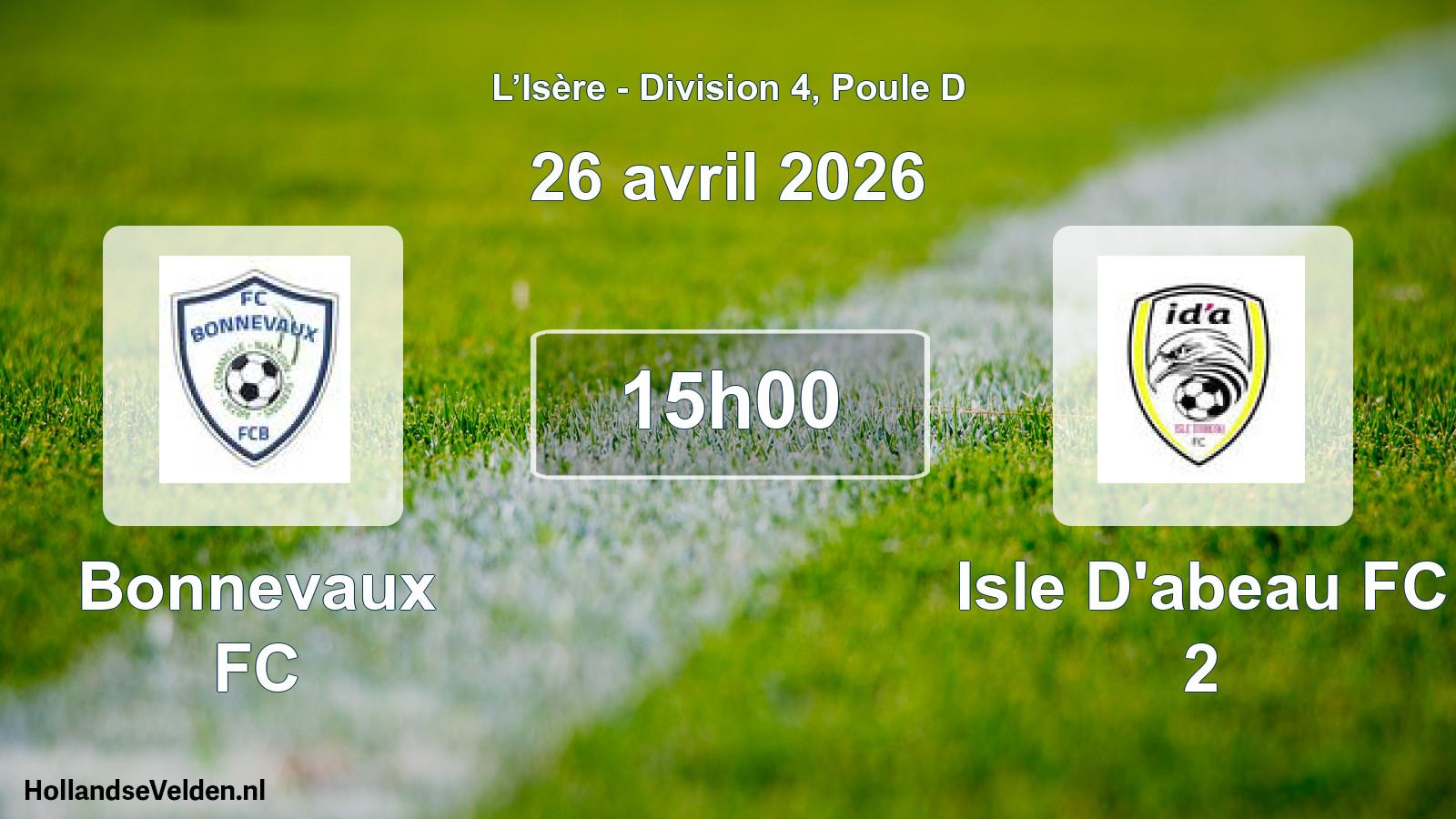 Geplande wedstrijd: Bonnevaux FC - Isle D'abeau FC 2 (26 april 2026)