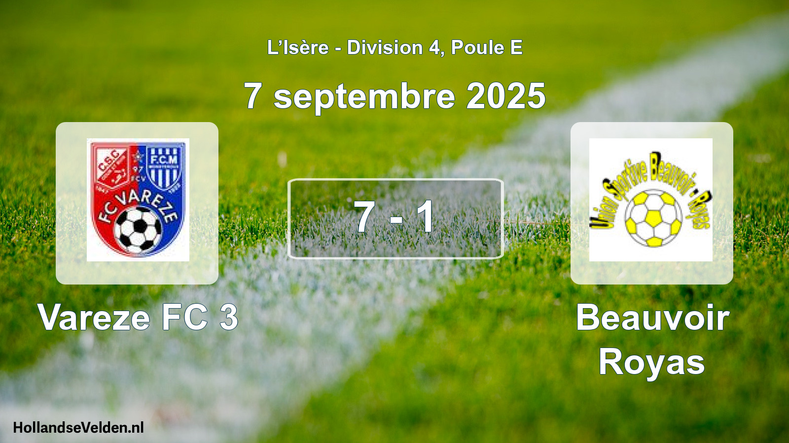 Match joué: Vareze FC 3 - Beauvoir Royas 7 - 1 (7 septembre 2025)
