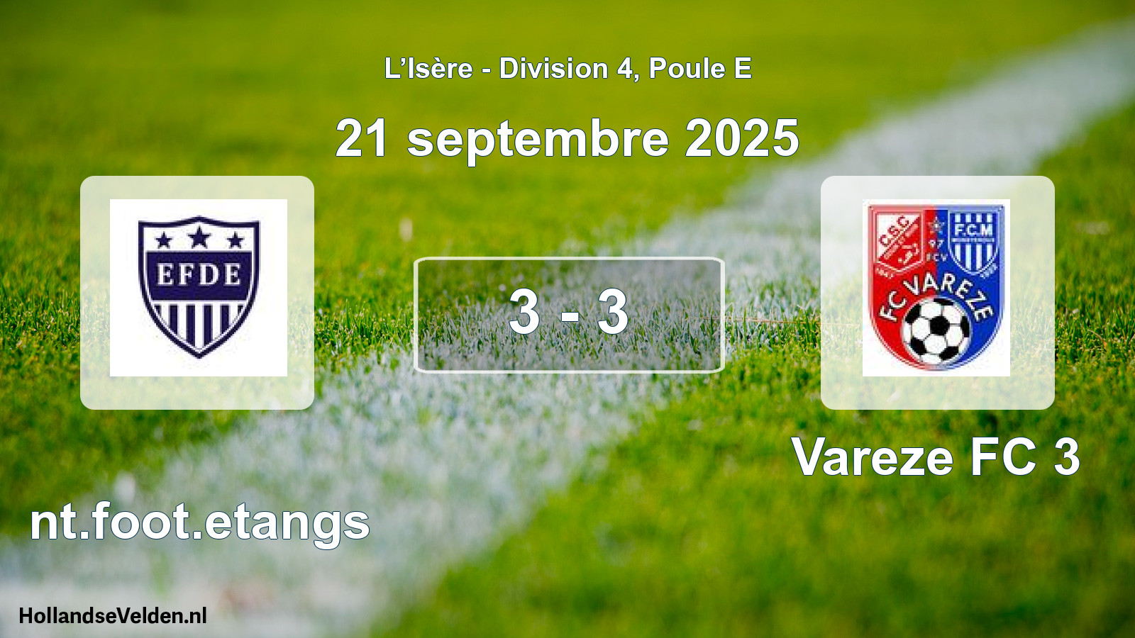 Match joué: Ent.foot.etangs - Vareze FC 3 3 - 3 (21 septembre 2025)