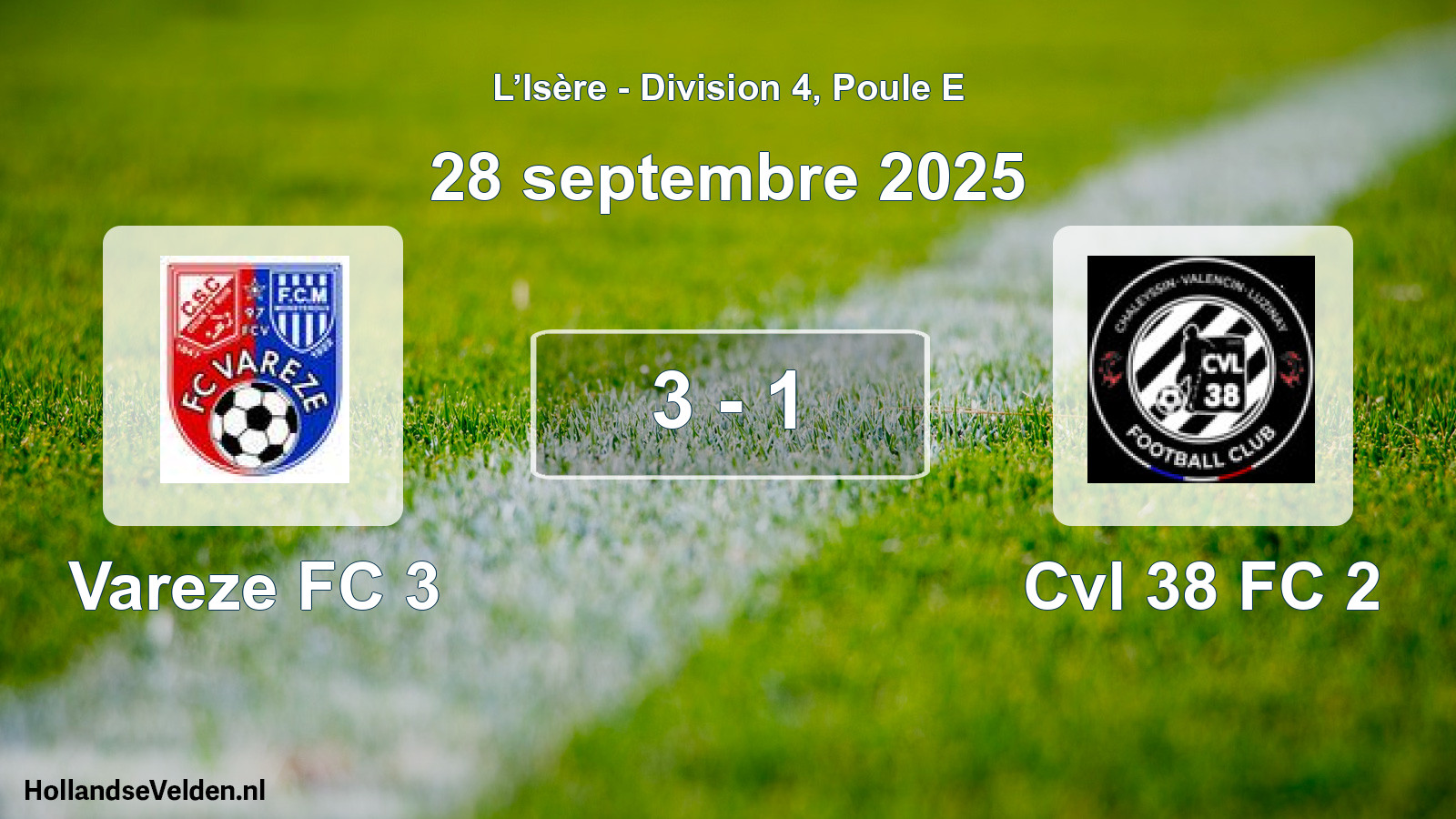 Gespeelde wedstrijd: Vareze FC 3 - Cvl 38 FC 2 3 - 1 (28 september 2025)