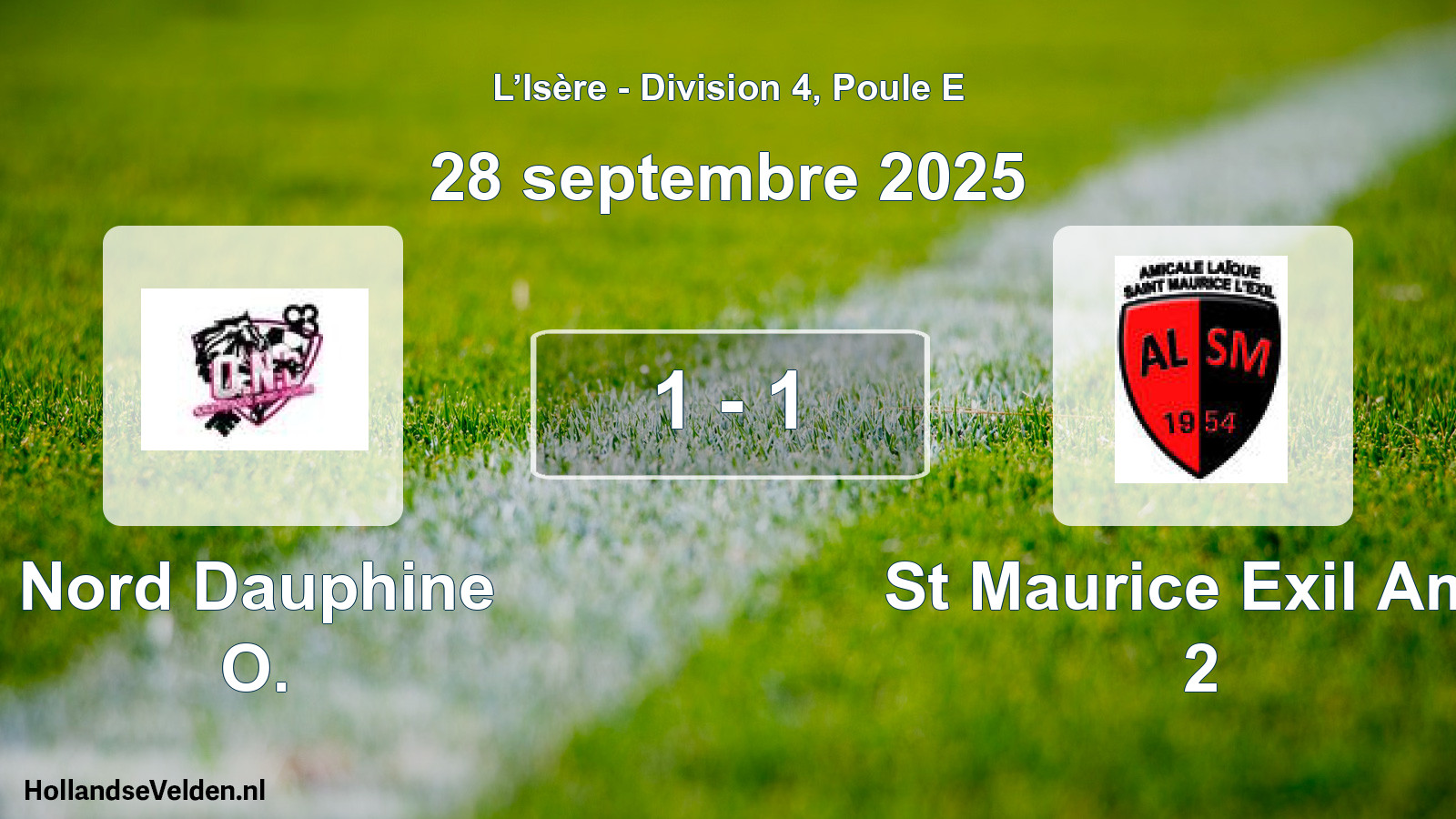 Gespeelde wedstrijd: Nord Dauphine O. - St Maurice Exil Am.l 2 1 - 1 (28 september 2025)