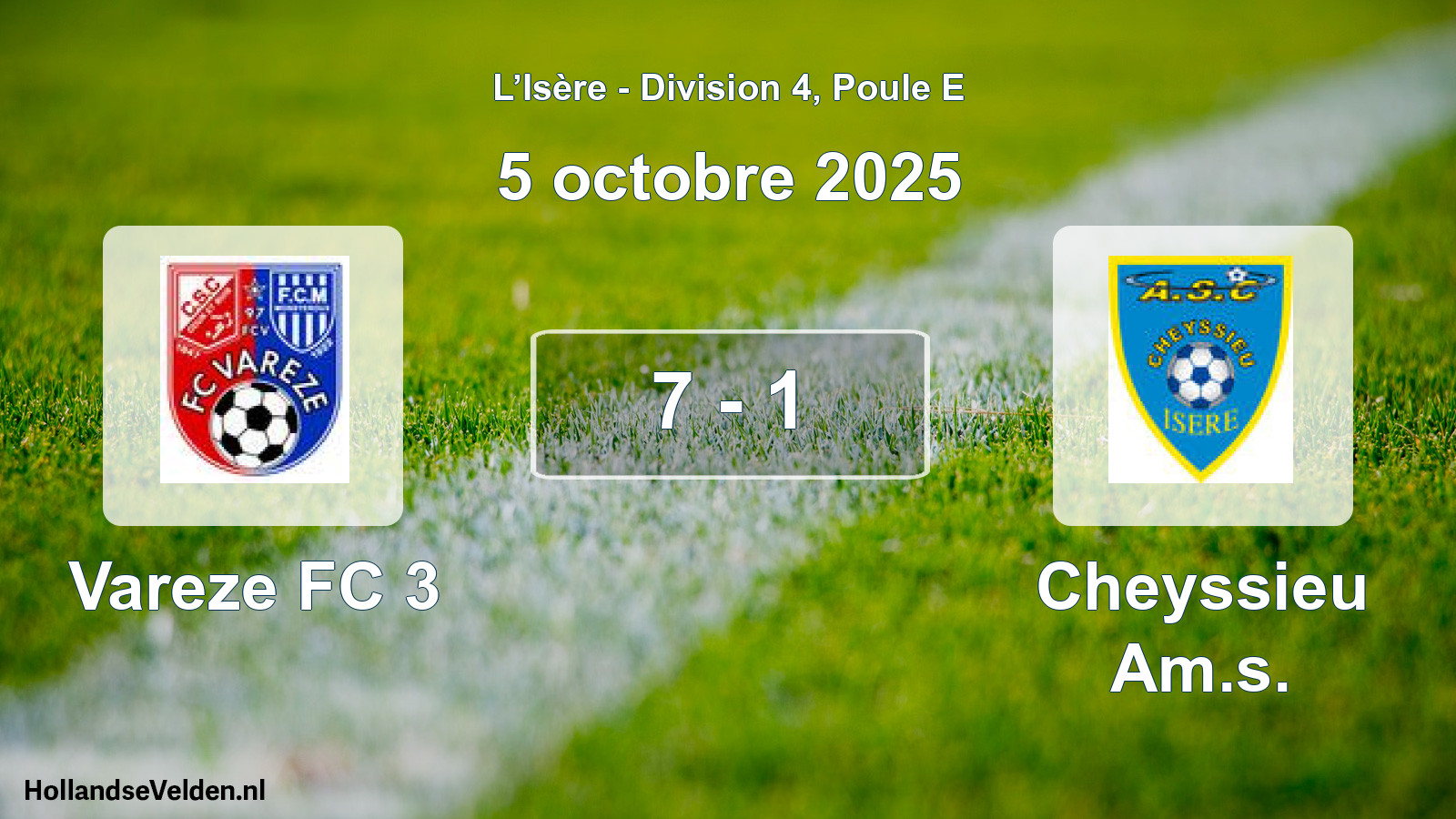 Gespeelde wedstrijd: Vareze FC 3 - Cheyssieu Am.s. 7 - 1 (5 oktober 2025)