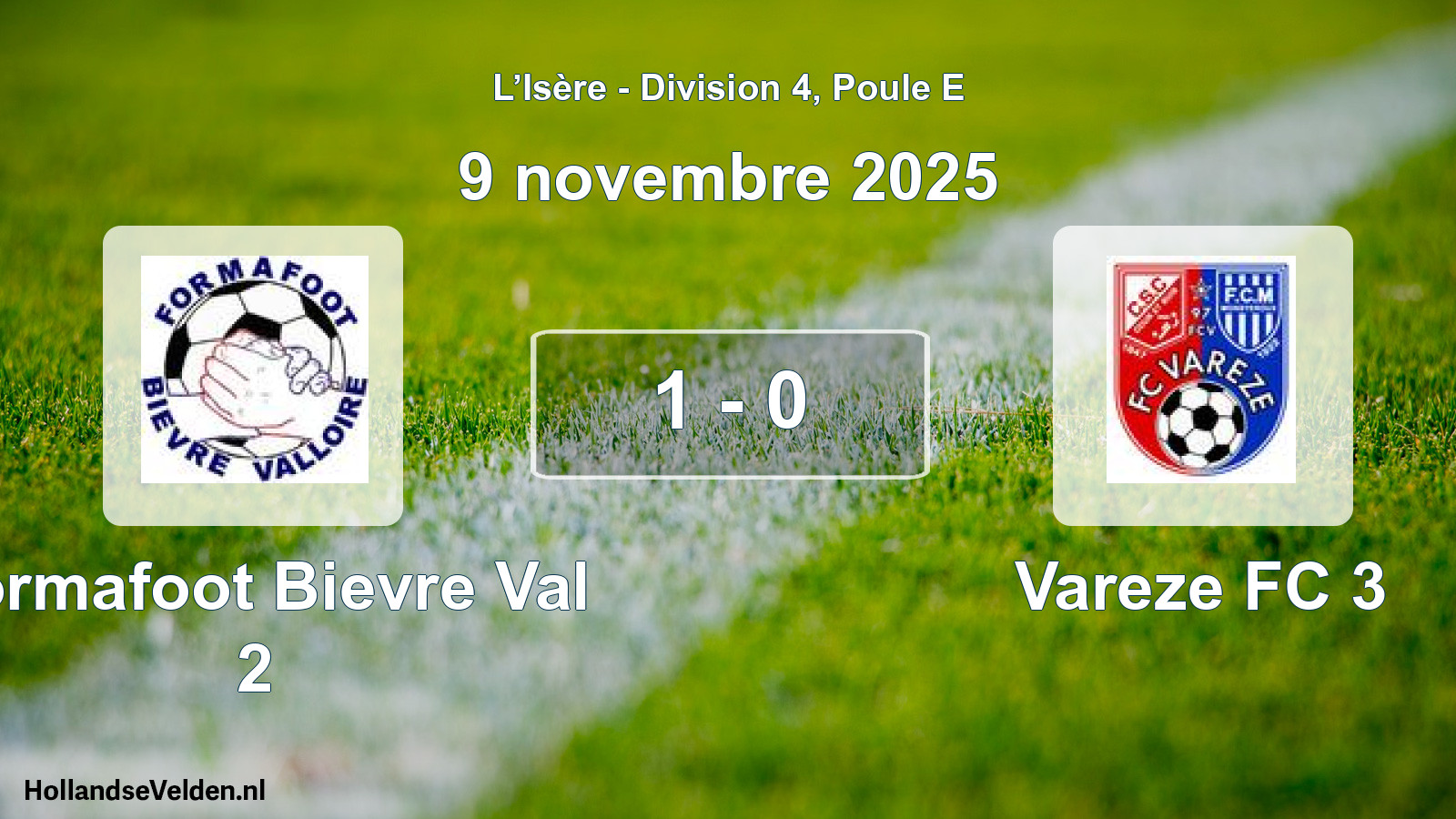Gespeelde wedstrijd: Formafoot Bievre Val 2 - Vareze FC 3 1 - 0 (9 november 2025)