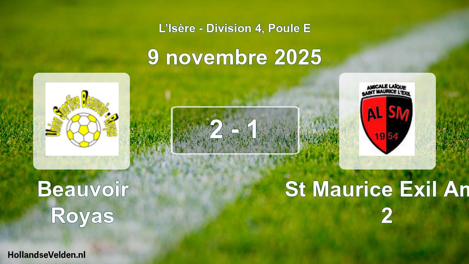 Match joué: Beauvoir Royas - St Maurice Exil Am.l 2 2 - 1 (9 novembre 2025)