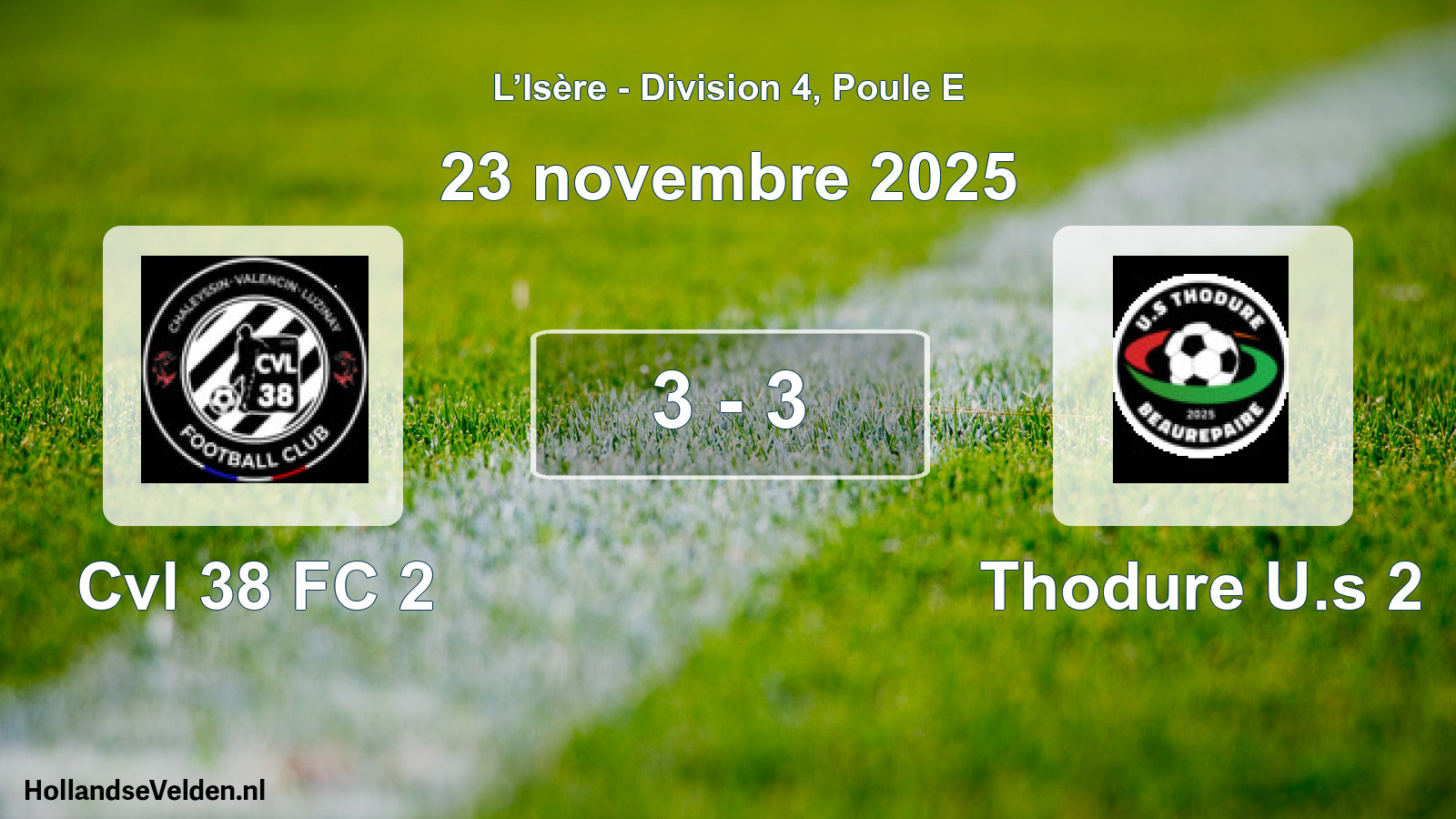 Gespeelde wedstrijd: Cvl 38 FC 2 - Thodure U.s 2 3 - 3 (23 november 2025)