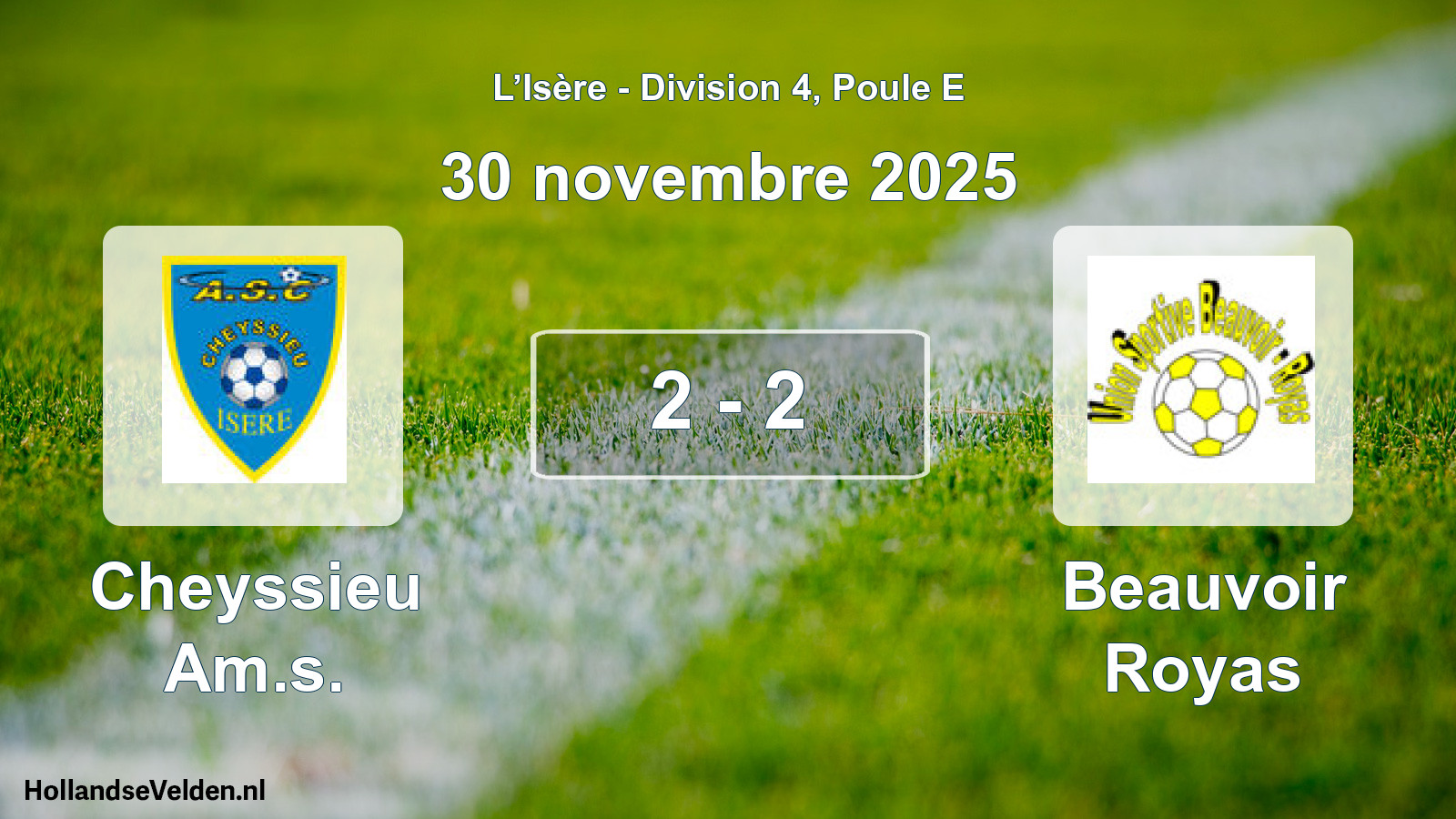 Gespeelde wedstrijd: Cheyssieu Am.s. - Beauvoir Royas 2 - 2 (30 november 2025)