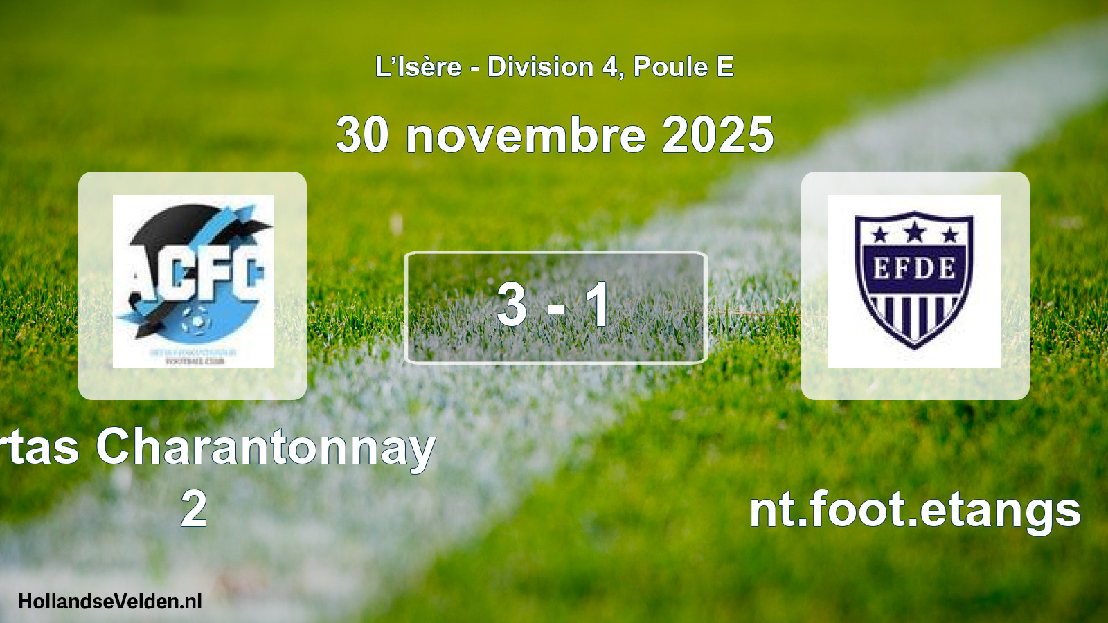 Gespeelde wedstrijd: Artas Charantonnay 2 - Ent.foot.etangs 3 - 1 (30 november 2025)