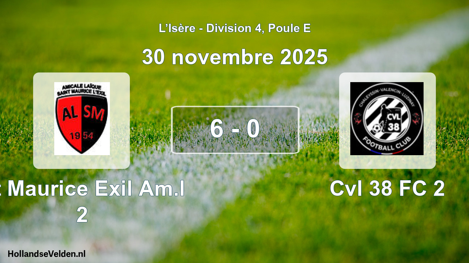 Gespeelde wedstrijd: St Maurice Exil Am.l 2 - Cvl 38 FC 2 6 - 0 (30 november 2025)