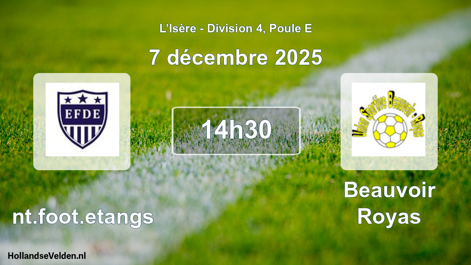 Match programmé: Ent.foot.etangs - Beauvoir Royas (7 décembre 2025)