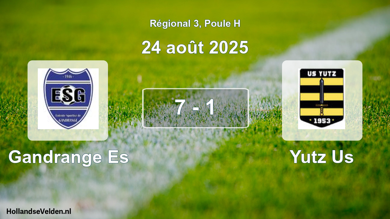 Total number of matches played: Gandrange Es - Yutz Us 7 - 1 (24 August 2025)