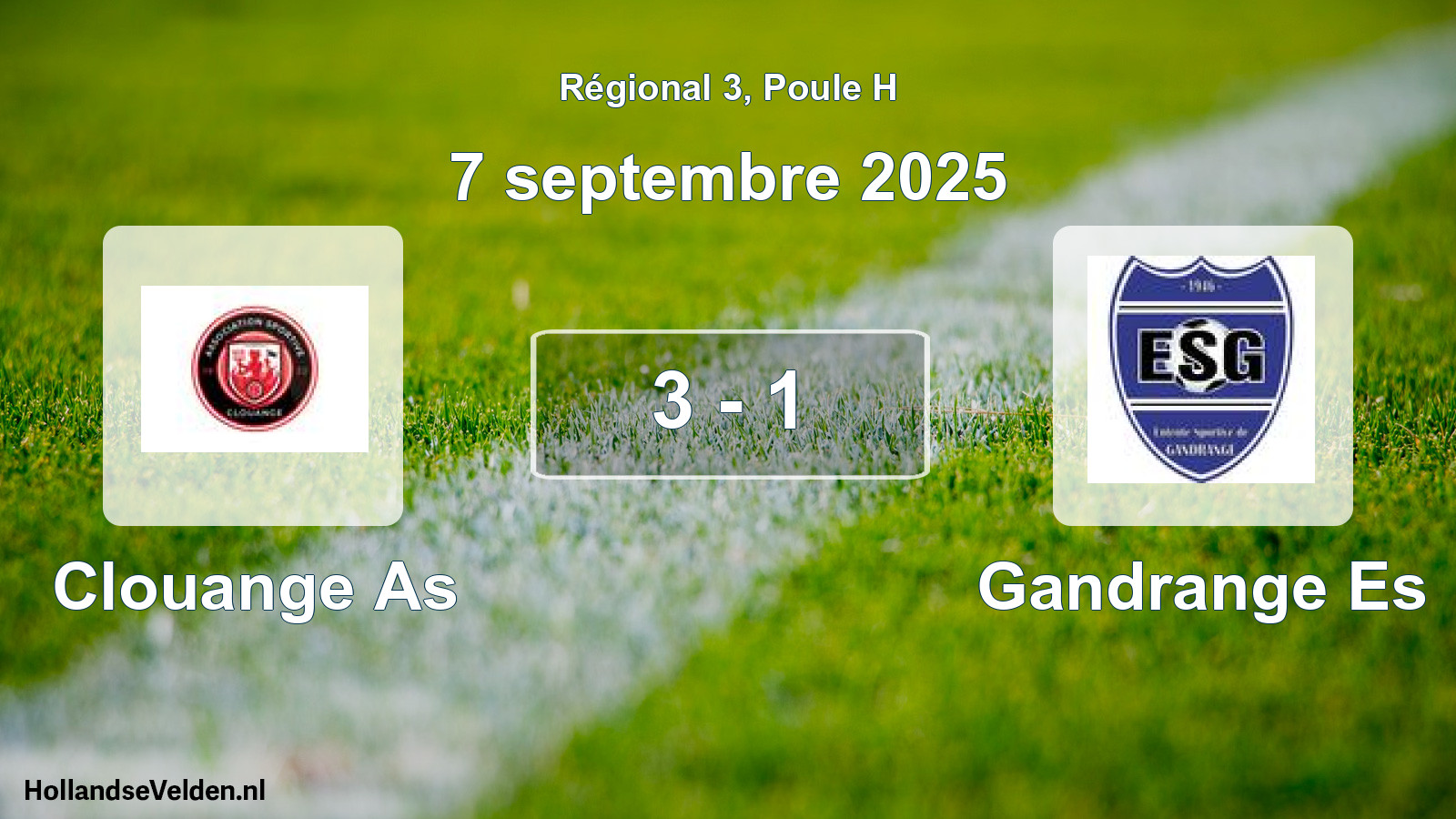 Gespeelde wedstrijd: Clouange As - Gandrange Es 3 - 1 (7 septembre 2025)
