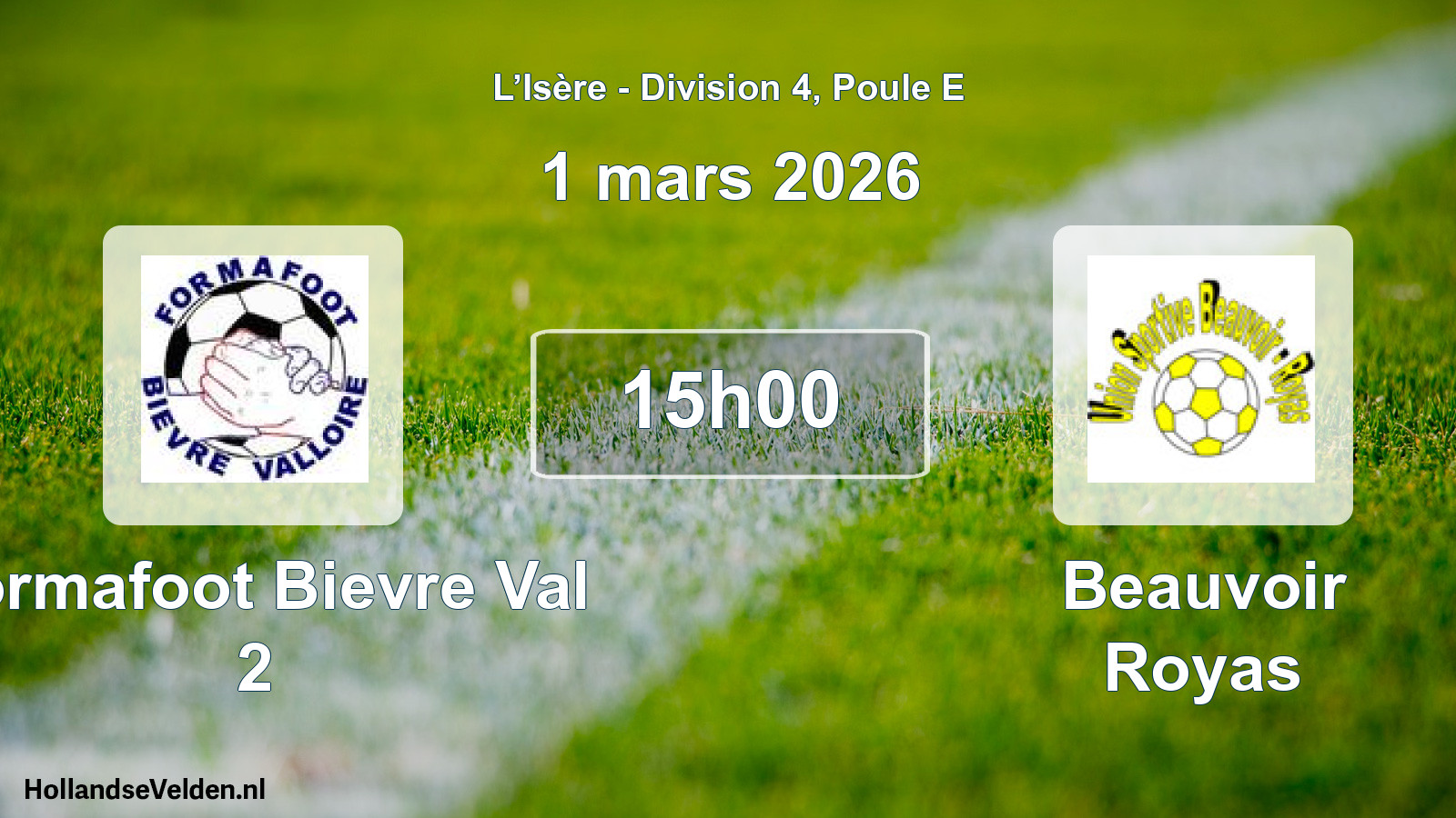 Geplande wedstrijd: Formafoot Bievre Val 2 - Beauvoir Royas (1 maart 2026)