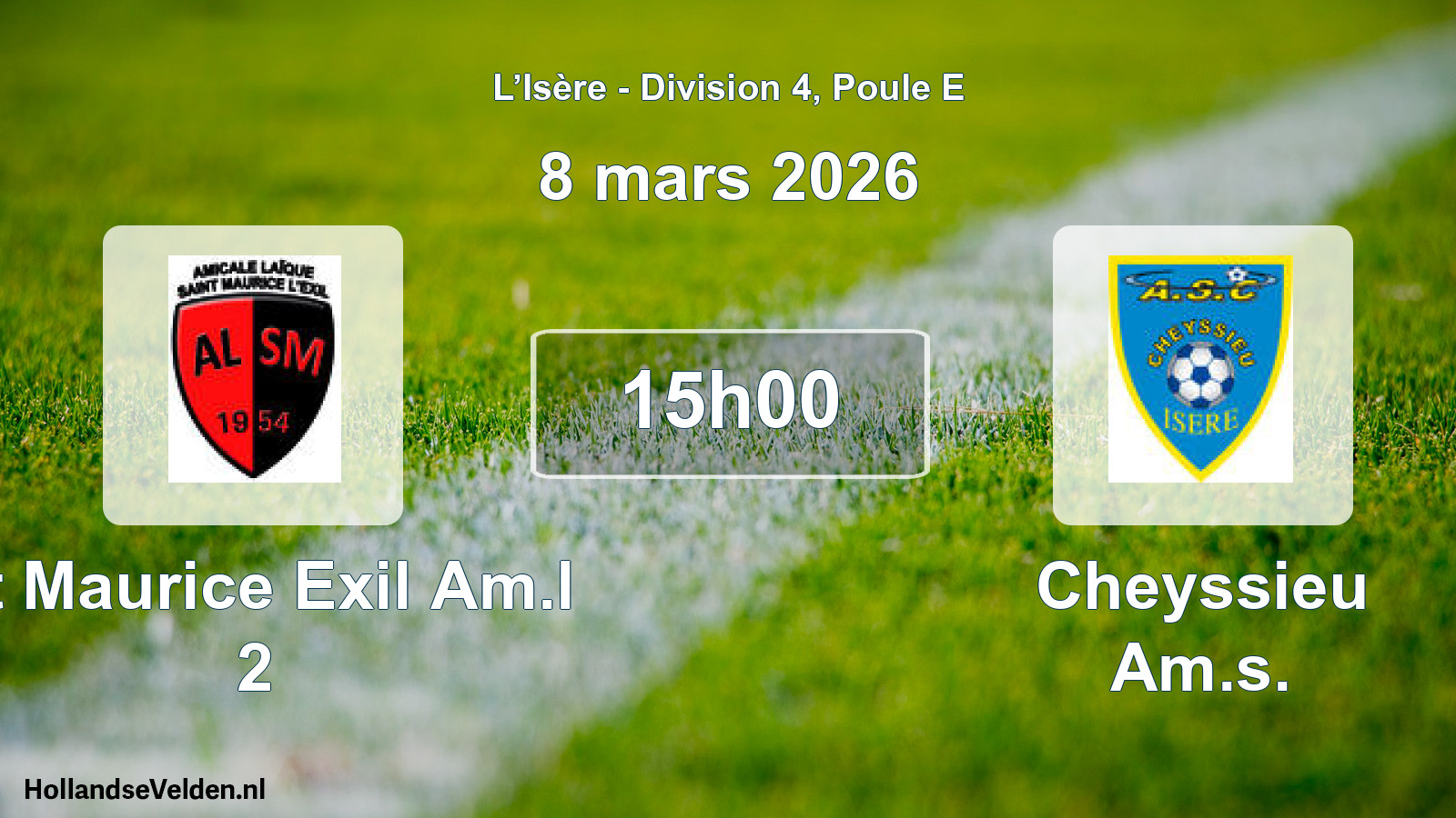 Geplande wedstrijd: St Maurice Exil Am.l 2 - Cheyssieu Am.s. (8 maart 2026)