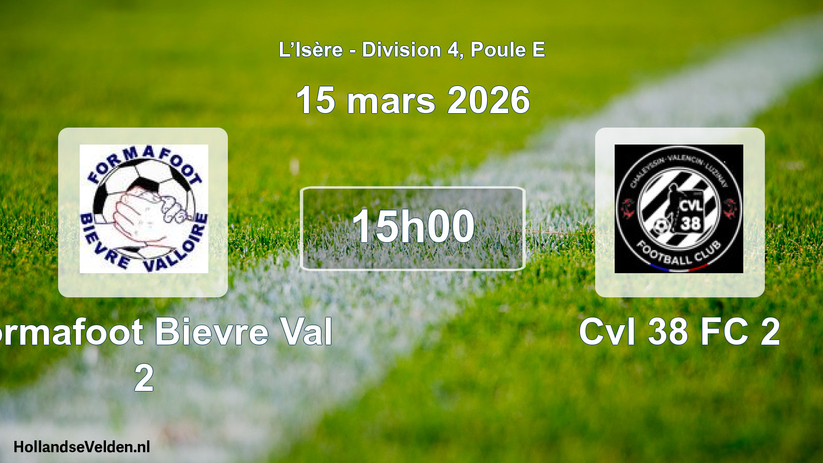 Geplande wedstrijd: Formafoot Bievre Val 2 - Cvl 38 FC 2 (15 maart 2026)