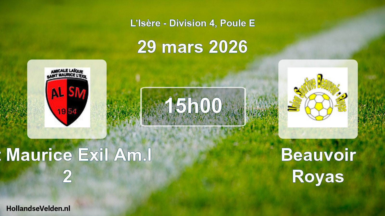 Geplande wedstrijd: St Maurice Exil Am.l 2 - Beauvoir Royas (29 maart 2026)