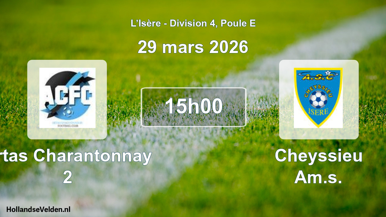 Match programmé: Artas Charantonnay 2 - Cheyssieu Am.s. (29 mars 2026)