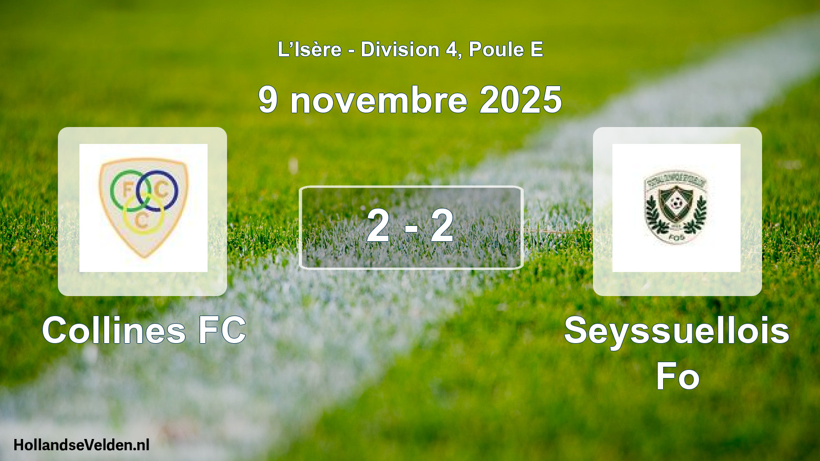 Match joué: Collines FC - Seyssuellois Fo 2 - 2 (9 novembre 2025)