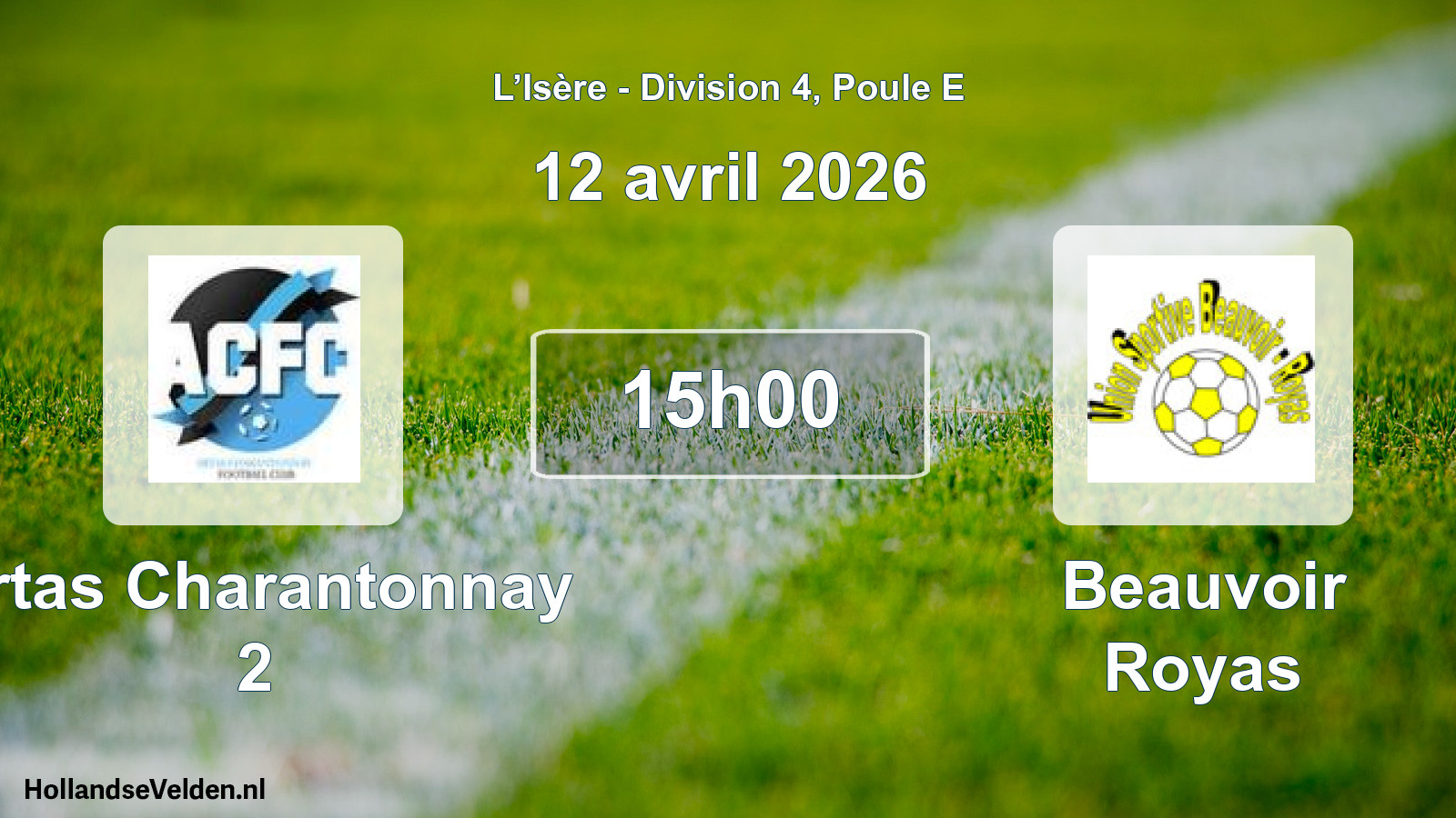 Match programmé: Artas Charantonnay 2 - Beauvoir Royas (12 avril 2026)